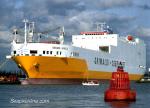 ID 1988 GRANDE AFRICA (1998/56642grt/IMO 9130949, Grimaldi-Cobelfret) discharges at Southampton, England during her maiden call.